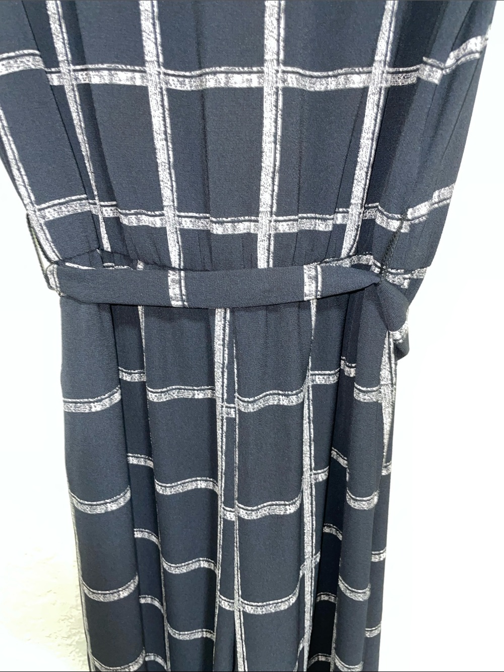 Apt. 9 Navy and White Windowpane Sleeveless Jumpsuit - Picture 7 of 9
